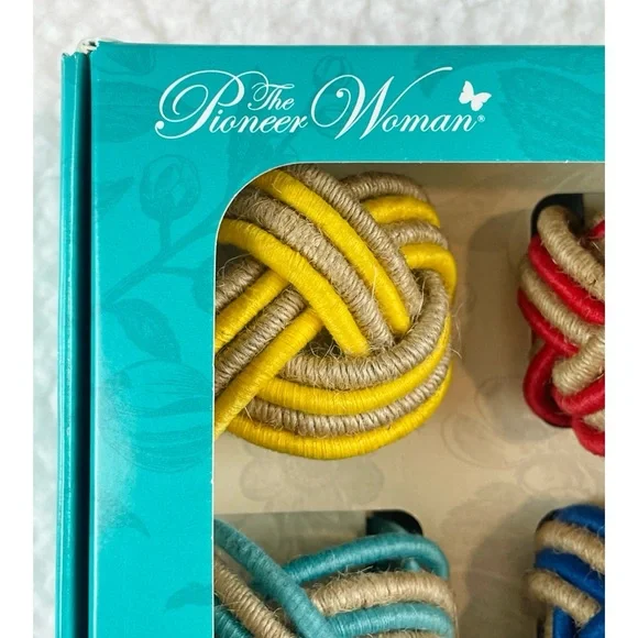 (NIB) THE PIONEER WOMAN • Multicolored Woven Napkin Ring Set - Picture 9 of 10